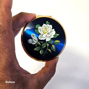 Vintage Antique 60s Stratton England Floral Makeup Powder Compact